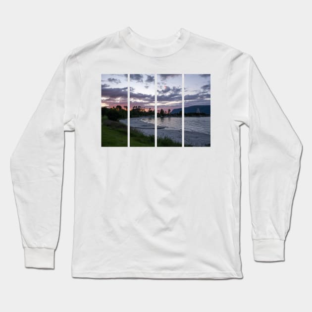 Wonderful landscapes in Norway. Vestland. Beautiful scenery of a sunset on a calm sea in a sunny day with red sky and National monument Hjorungavag. Long Sleeve T-Shirt by fabbroni-art